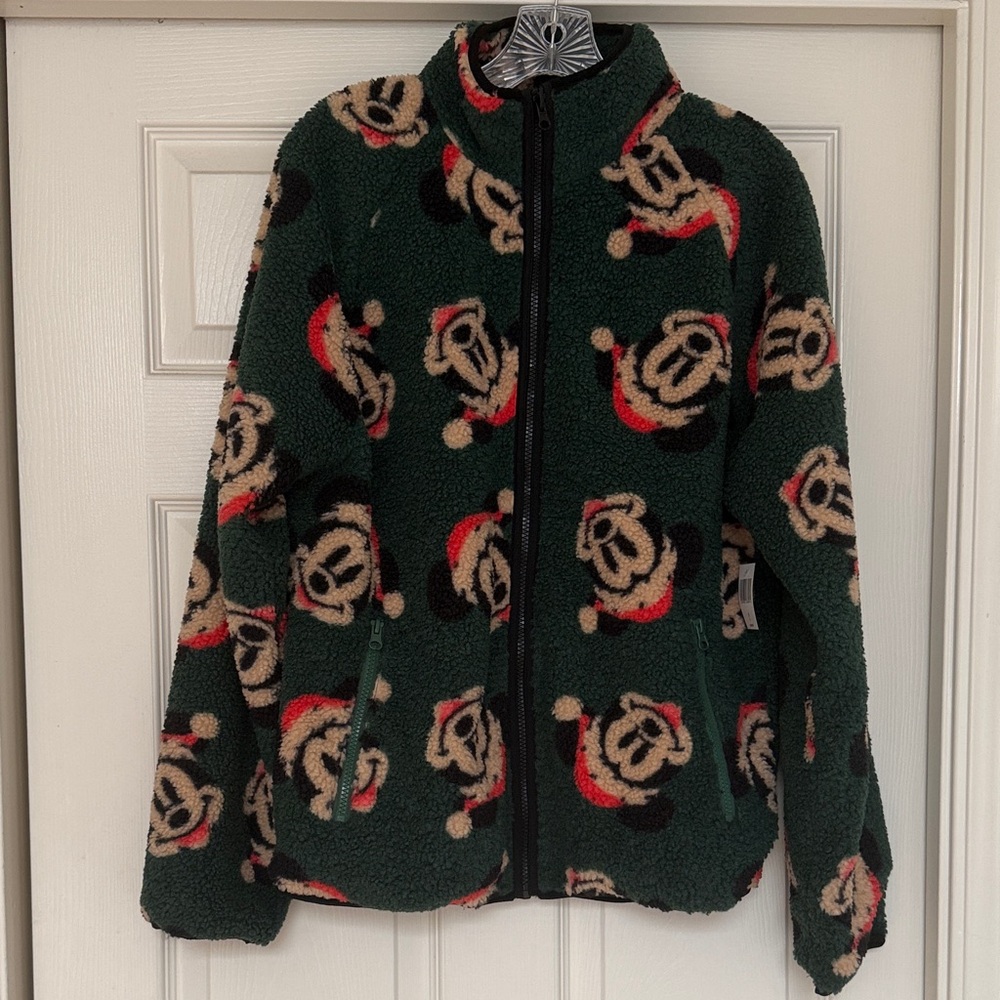 Disney Santa Mickey Holiday Fleece Jacket - Green and Red